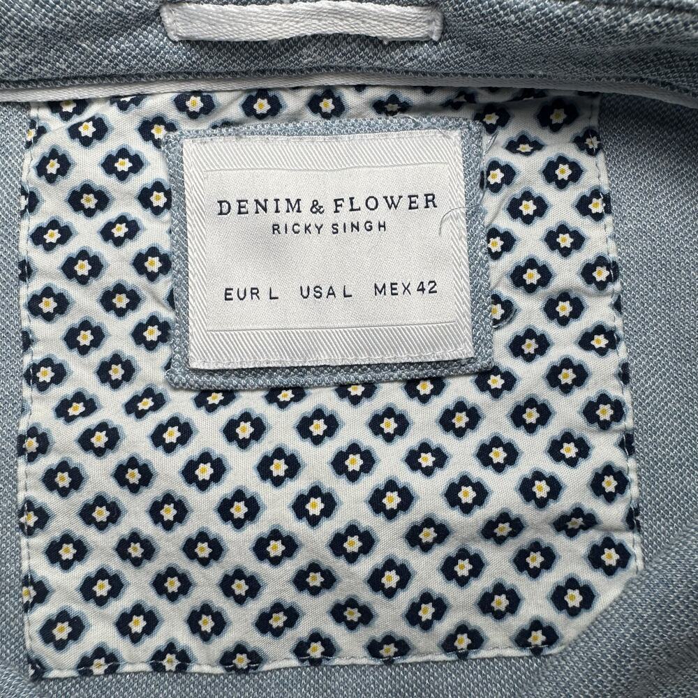 Denim & Flower by Ricky Singh Men's short-sleeve shirt Size L‎ - Picture 6 of 8